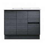 DM900R-KB - 900x460x880mm Dark Oak MDF Kickboard Vanity with Ceramic Basin