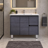 Georgia 900mm Dark Oak Vanity Right Hand Drawers on Legs - 900x460x875mm