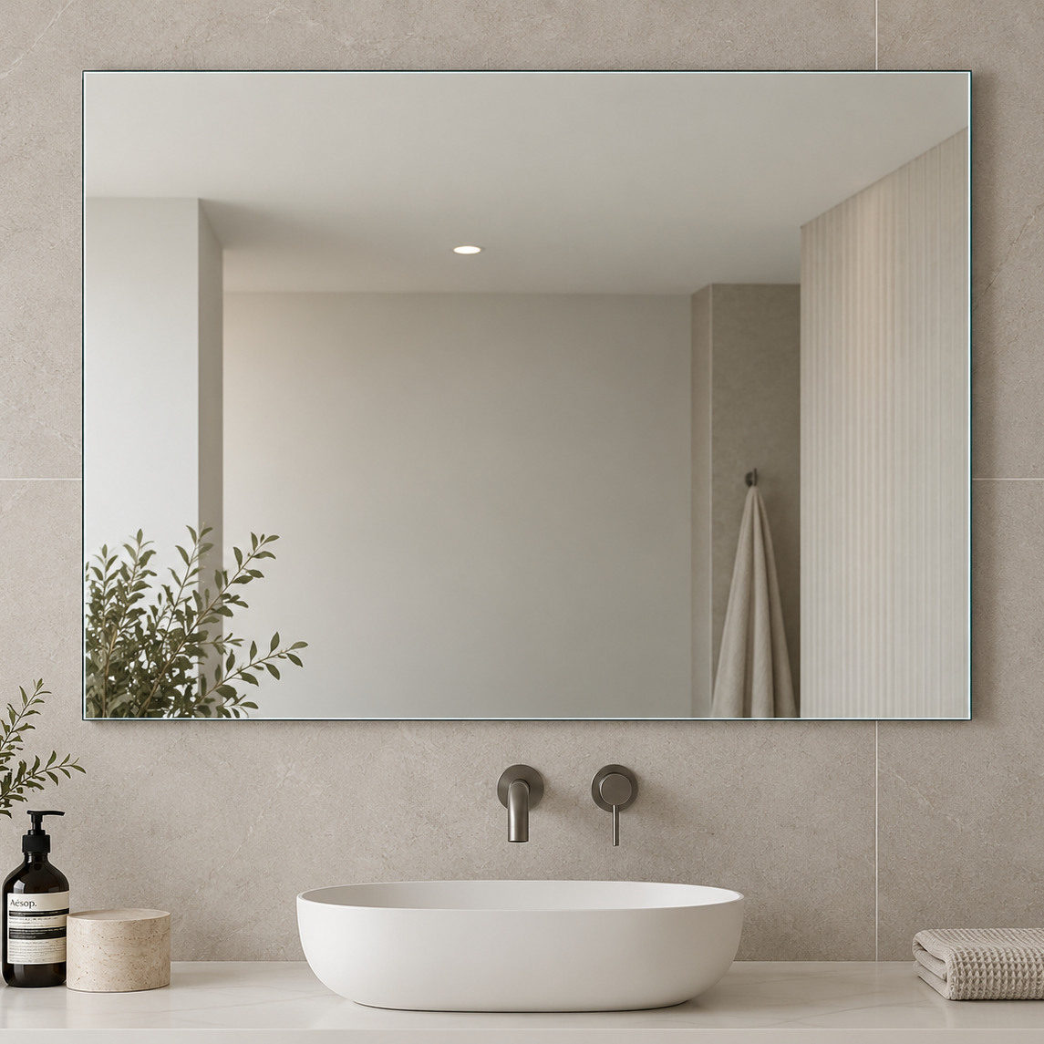 Rectangular Pencil Edge Mirror - 900 x 750mm