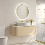 Elva 1200mm Natural Oak Wall Hung Vanity Single Bowl - 1200x455x390