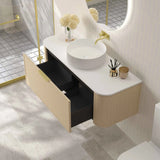 Elva 1200mm Natural Oak Wall Hung Vanity Single Bowl - 1200x455x390