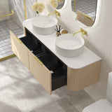 Elva 1500mm Natural Oak Wall Hung Vanity Double Bowl - 1500x455x390