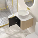 Elva 600mm Natural Oak Wall Hung Vanity - 600x455x390