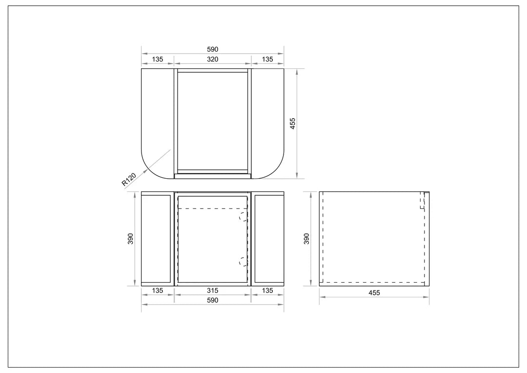 Elva 600mm Natural Oak Wall Hung Vanity - 600x455x390