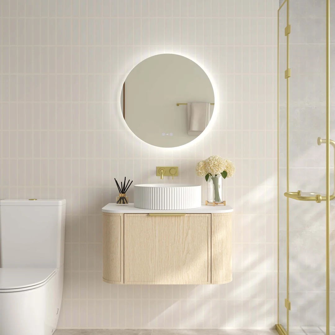 Elva 750mm Natural Oak Wall Hung Vanity - 750x455x390