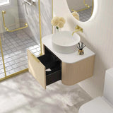 Elva 750mm Natural Oak Wall Hung Vanity - 750x455x390