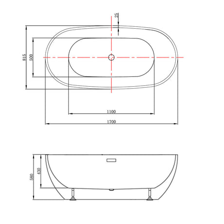 Egg Shape Gloss White Freestanding Bath - 1700mm – view 4