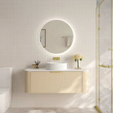 Elva 1200mm Natural Oak Wall Hung Vanity Single Bowl - 1200x455x390