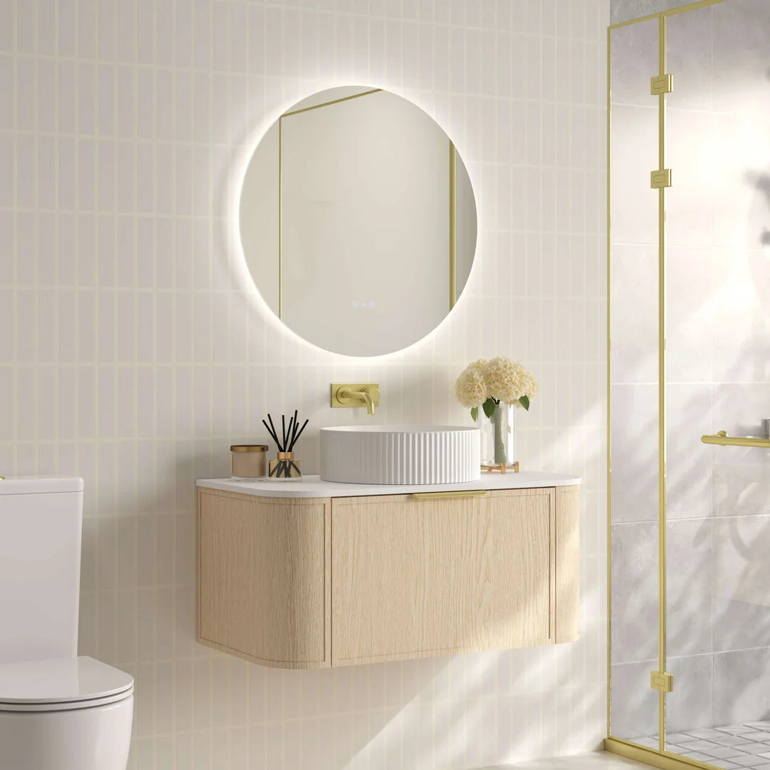 Elva 900mm Natural Oak Wall Hung Vanity - 900x455x390
