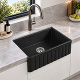 Fireclay Butler Sink Single Bowl Farmhouse Matte Black - 610x508x254mm