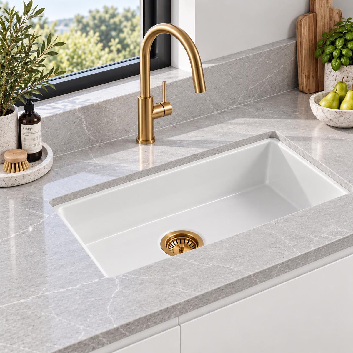 Fireclay Butler Sink Single Bowl Undermount - 813x483x254mm