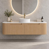 Jackson 1500mm Natural Oak Fluted Wall Hung Vanity Draw Only - 1500x460x420mm