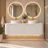 Jackson 1500mm Matte White Fluted Wall Hung Vanity Draw Only Double Bowl - 1500x460x420mm