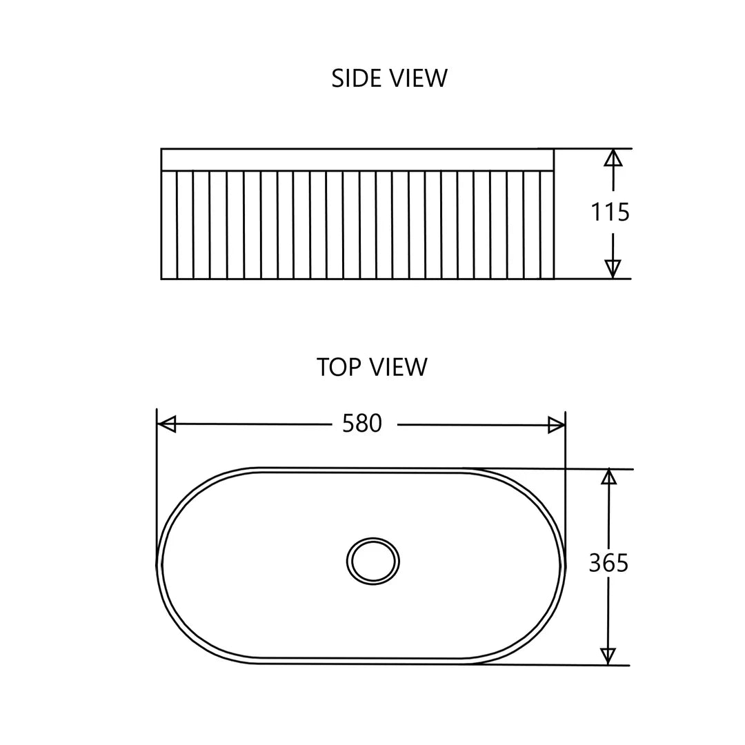 FL580 - 580x360x115mm Gloss White Above Countertop Basin – alternate view