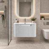 Jackson 600mm Matte White Fluted Wall Hung Vanity Draw Only - 600x460x420mm