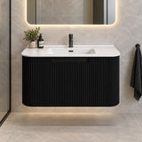 Jackson 750mm Matte Black Fluted Wall Hung Vanity Draw Only - 750x460x420mm
