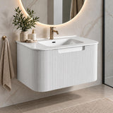 Jackson 750mm Matte White Fluted Wall Hung Vanity Draw Only - 750x460x420mm