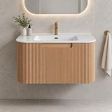 Jackson 900mm Natural Oak Fluted Wall Hung Vanity Draw Only - 900x460x420mm