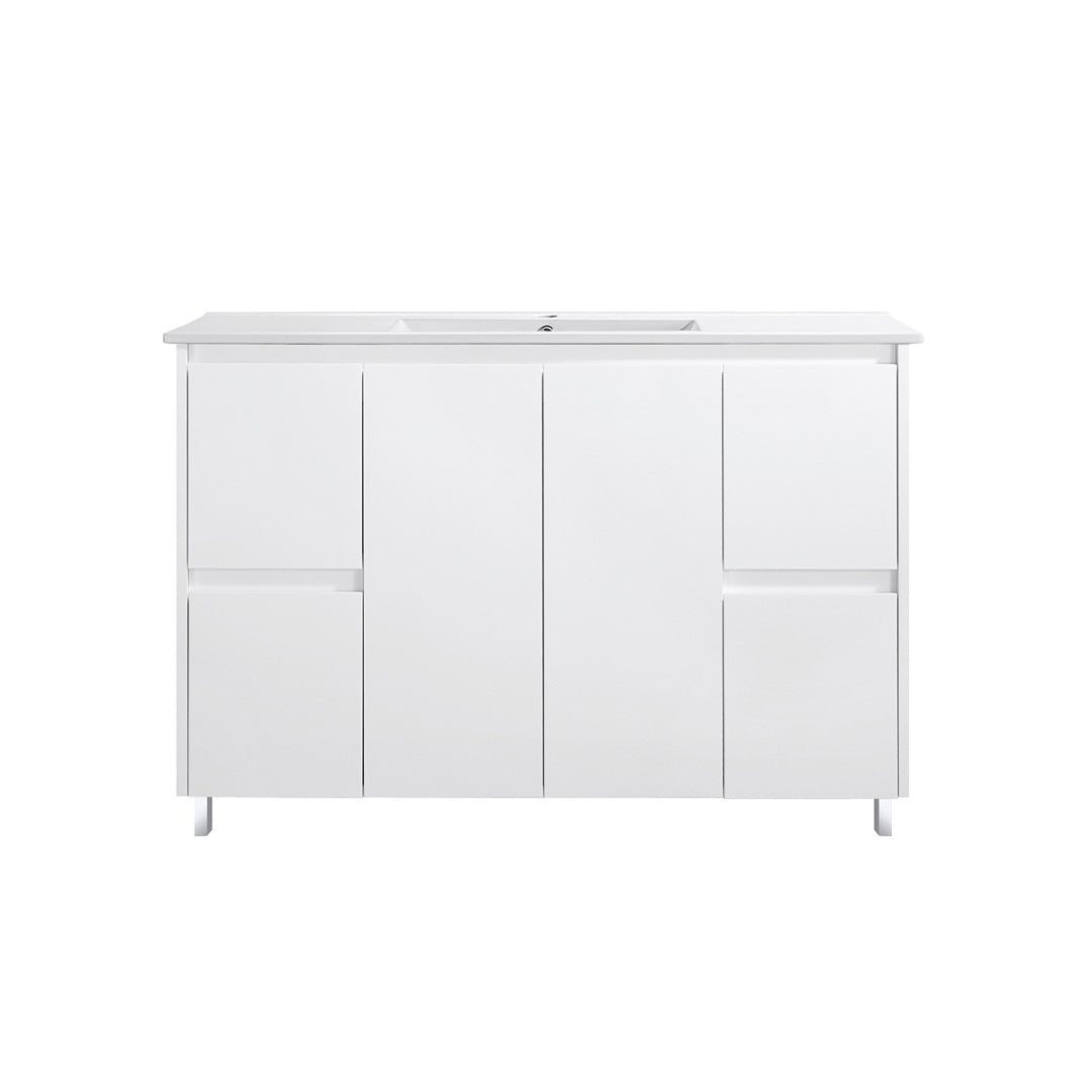 FP1200 - 1200x460x875mm High Gloss Polyurethane Vanity with Ceramic Basin
