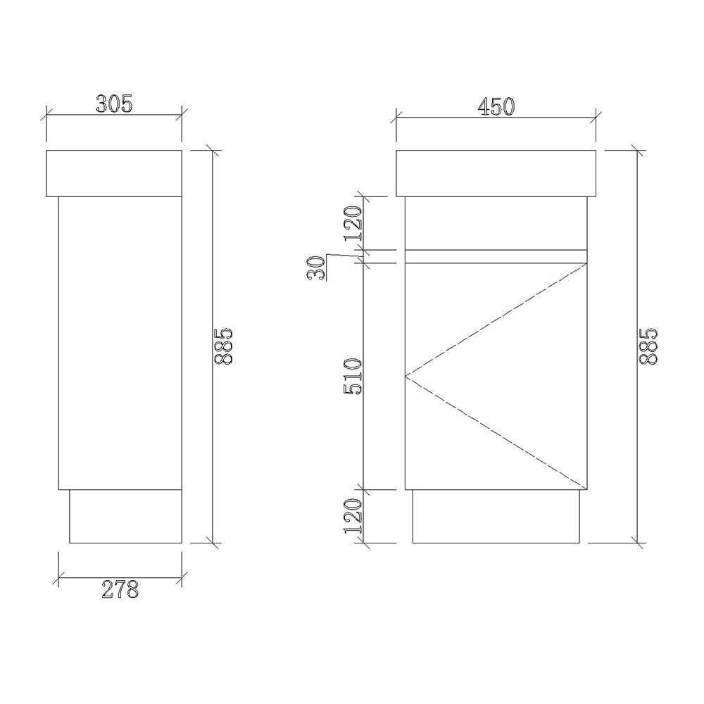 FP450-KB - 450x300x880mm Kickboard MDF Vanity with Ceramic Basin – alternate view