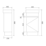 FP450-KB - 450x300x880mm Kickboard MDF Vanity with Ceramic Basin – alternate view