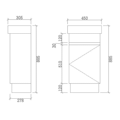 FP450-KB - 450x300x880mm Kickboard MDF Vanity with Ceramic Basin – alternate view