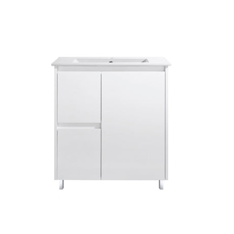 FP750L - 750x460x875mm High Gloss Polyurethane Vanity with Ceramic Basin