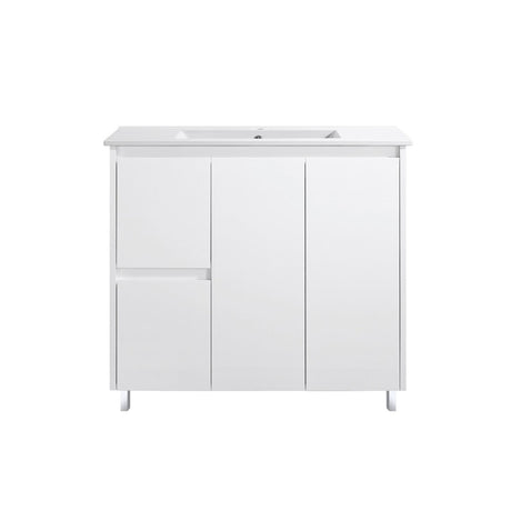 FP900L - 900x460x875mm High Gloss Polyurethane Vanity with Ceramic Basin