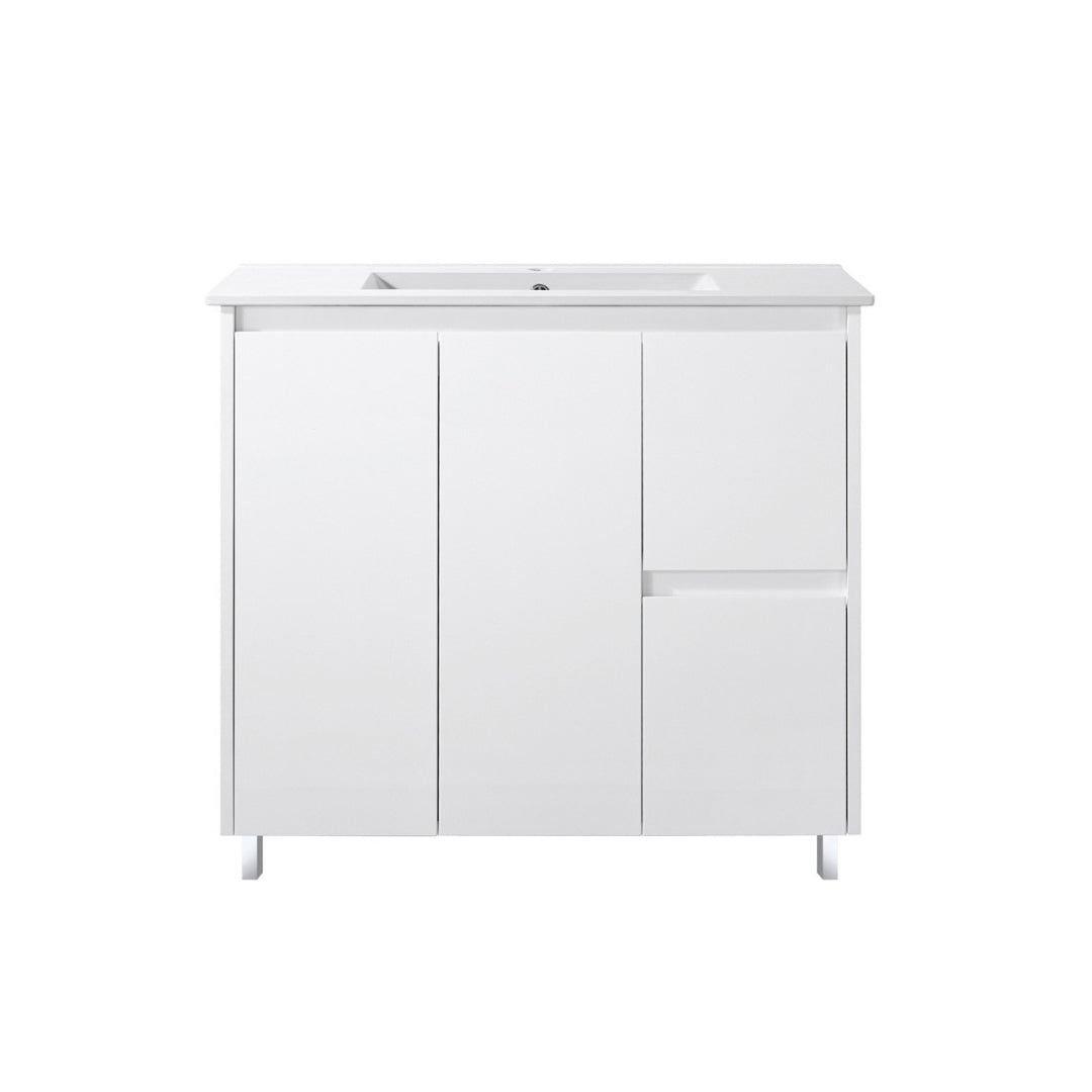 FP900R - 900x460x875mm High Gloss Polyurethane Vanity with Ceramic Basin