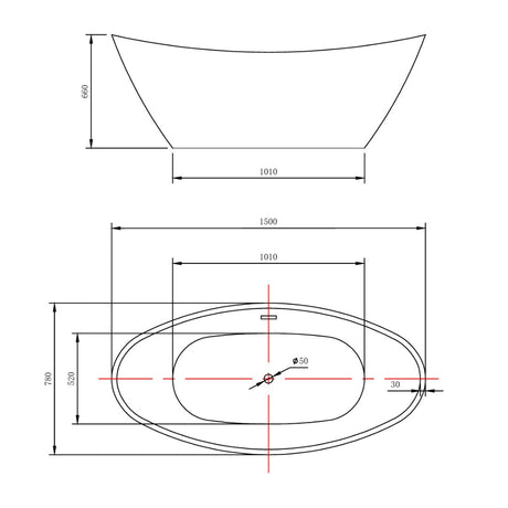 Frances Double High Back Gloss White Freestanding Bath - 1500mm – view 4