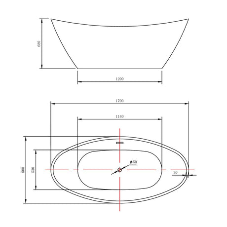 Frances Double High Back Gloss White Freestanding Bath - 1700mm – view 4