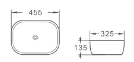 GR455 – 455x325x135mm Above Countertop Basin – detail view