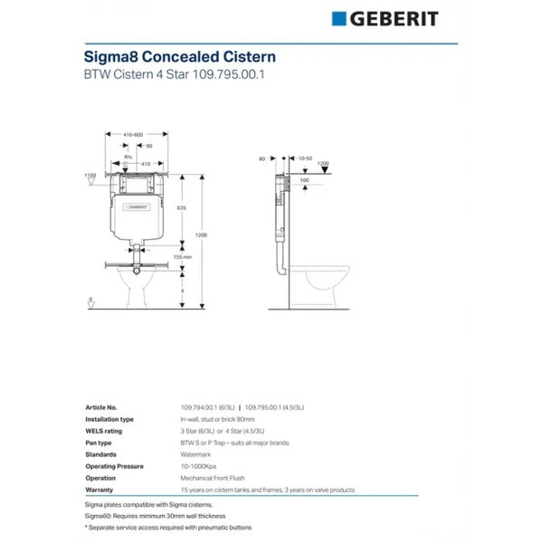 Geberit Sigma 8 In-Wall Toilet Suite – Gloss White with Premium Stainless Steel Button – alternate view