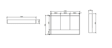 Hera 1200mm Shave Cabinet - 1200x780x150mm