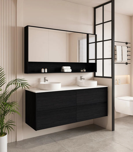 Hera 1500mm Vanity Wall Hung Double Bowl - 1500x450x560mm