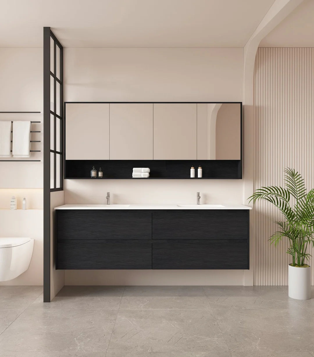 Hera 1800mm Vanity Wall Hung Double Bowl - 1800x450x560mm