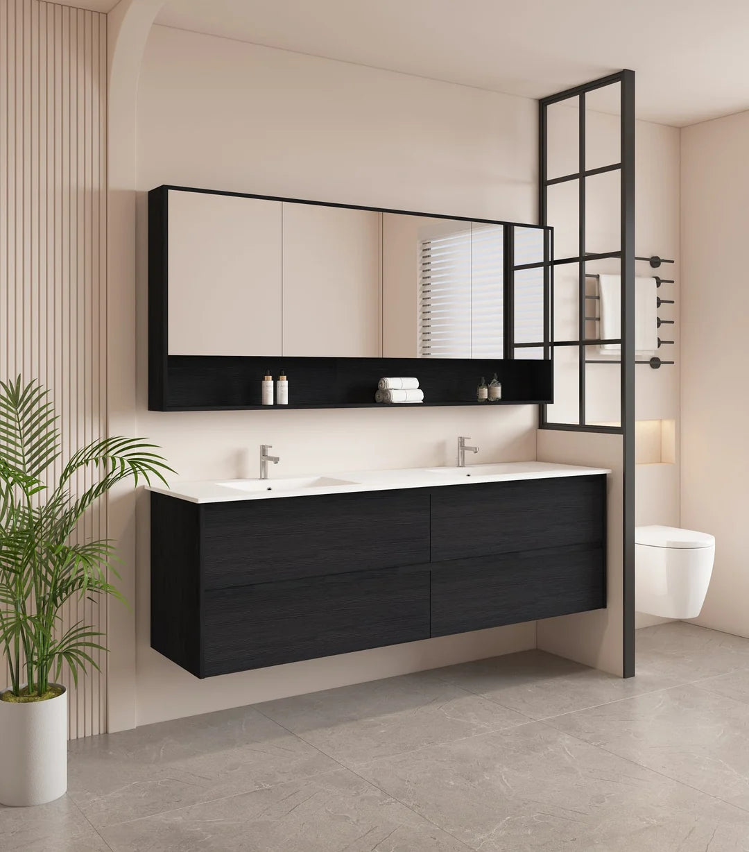 Hera 1800mm Vanity Wall Hung Double Bowl - 1800x450x560mm