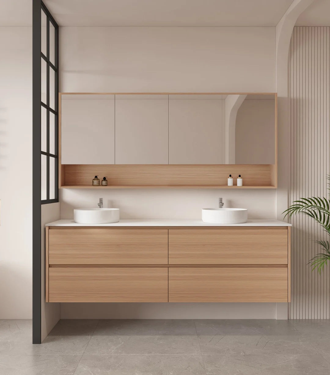 Hera 1800mm Vanity Wall Hung Double Bowl - 1800x450x560mm