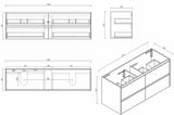 Hera 1800mm Vanity Wall Hung Double Bowl - 1800x450x560mm