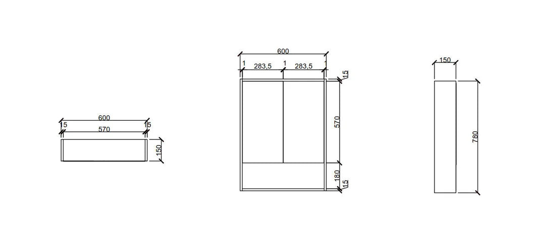 Hera 600mm Shave Cabinet - 600x780x150mm