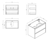 Hera 750mm Vanity Wall Hung - 750x450x560mm
