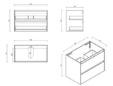 Hera 900mm Vanity Wall Hung - 900x450x560mm