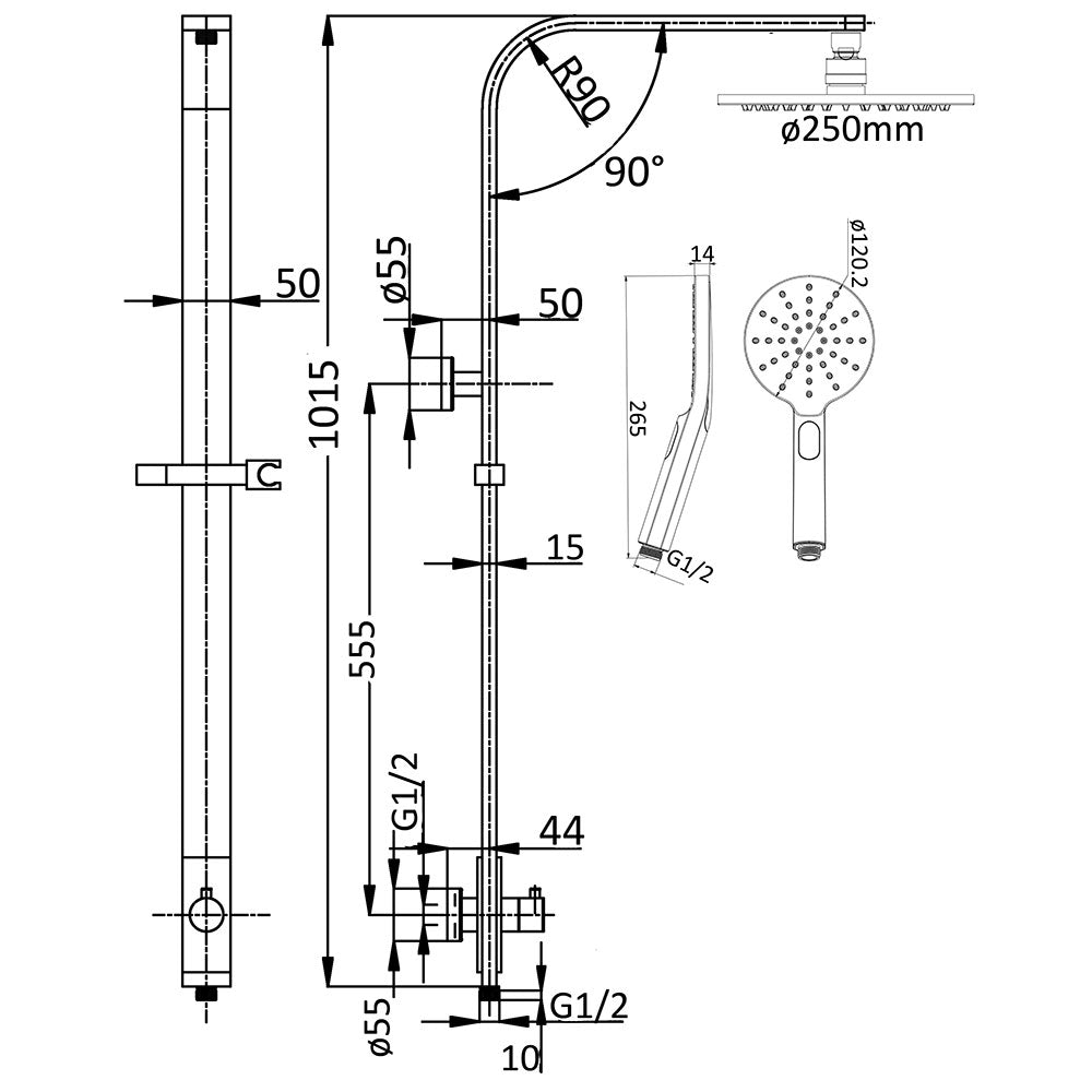 Kara Shower Set Multifunction 250mm – alternate view