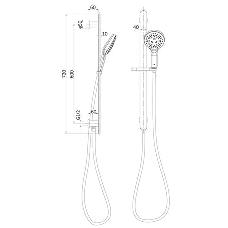 Kara Sliding Rail Shower with Integrated Water Inlet – detail view