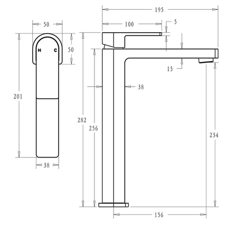 Flores Basin Mixer High Rise – alternate view