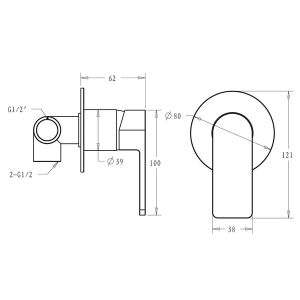 Flores Wall Mixer – alternate view