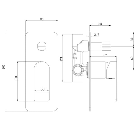 Flores Wall Mixer Diverter – alternate view