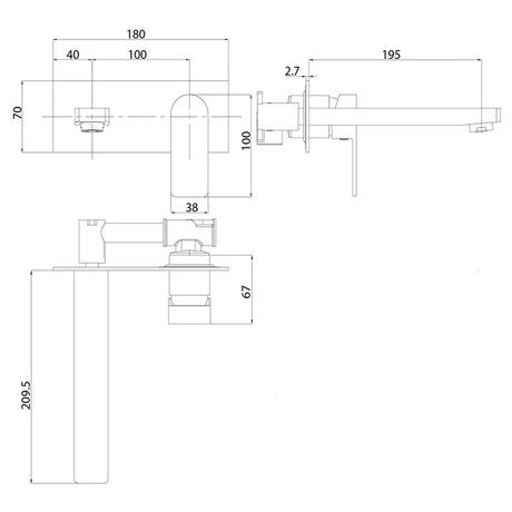 Flores Wall Basin Mixer Set – alternate view