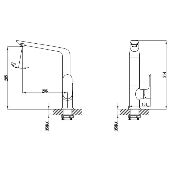 Banda Sink Mixer Chrome – alternate view
