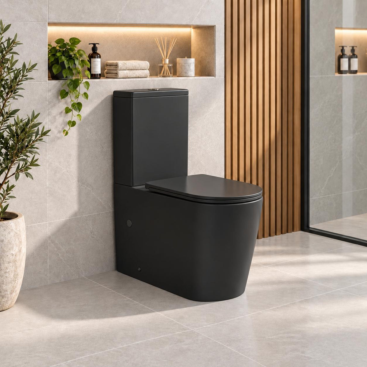 Berlin Rimless Flush Toilet Suite – Matte Black